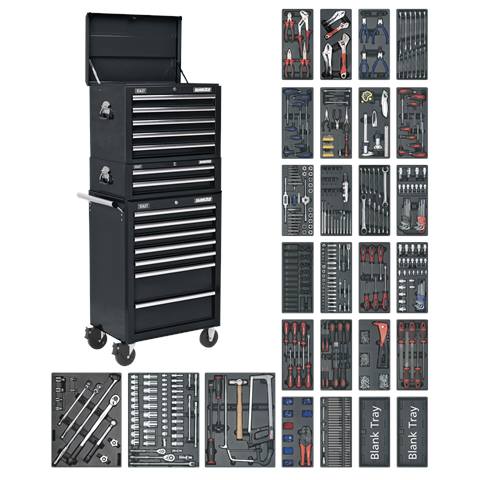 Superline PRO® Tool Chest Combination 14 Drawer with 1179pc Tool Kit - Black
