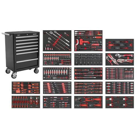 Superline PRO® Rollcab 7 Drawer with 305pc Tool Kit - Black