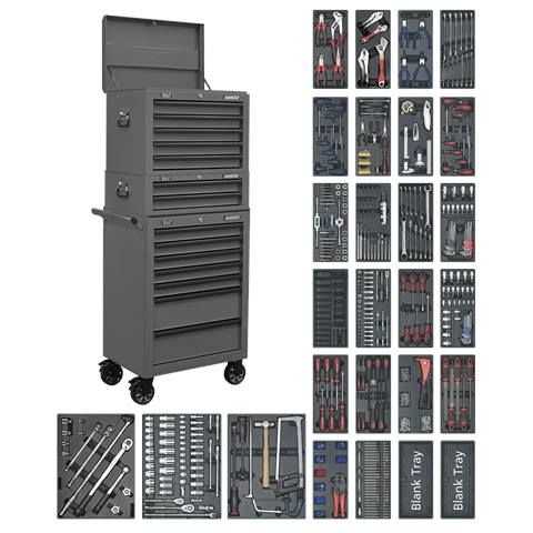 Superline PRO® Tool Chest Combination 14 Drawer with 1179pc Tool Kit - Grey