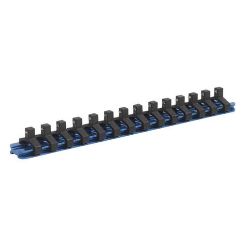 Premier Aluminium Socket Retaining Rail with 14 Clips 1/4"Sq Drive