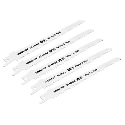 Reciprocating Saw Blade for Wood & Nail 150mm 6tpi - Pack of 5