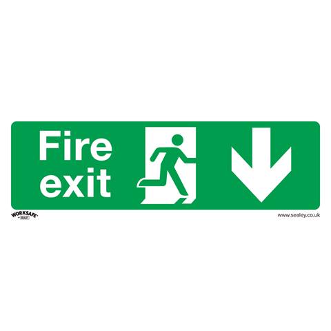 Worksafe® Fire Exit (Down) Safety Sign - Rigid Plastic