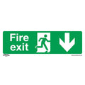 Worksafe® Fire Exit (Down) Safety Sign, Rigid Plastic - Pack of 10