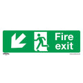Worksafe® Fire Exit (Down Left) Safety Sign - Rigid Plastic