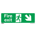 Worksafe® Fire Exit (Down Right) Safety Sign - Rigid Plastic