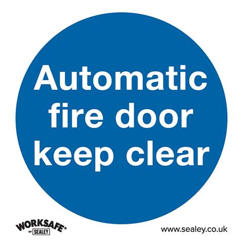 Worksafe® Automatic Fire Door Keep Clear Safety Sign, Rigid Plastic - Pack of 10