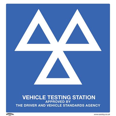 Worksafe® MOT Testing Station Safety Sign, Rigid Plastic - Pack of 10