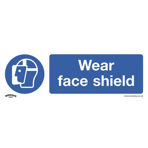 Worksafe® Wear Face Shield Safety Sign, Self-Adhesive Vinyl - Pack of 10