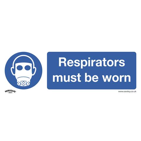 Worksafe® Respirators Must Be Worn Safety Sign - Self-Adhesive Vinyl