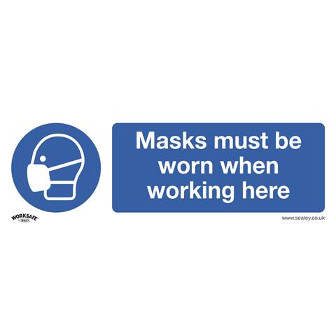 Worksafe® Masks Must Be Worn Safety Sign, Rigid Plastic - Pack of 10