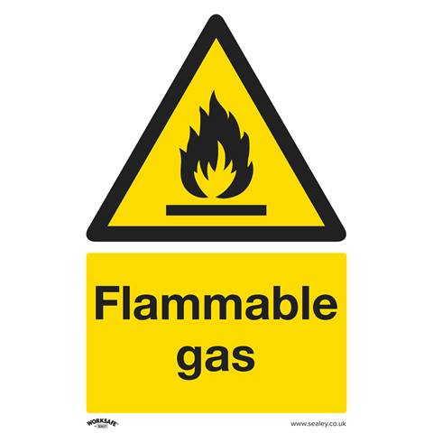 Worksafe® Flammable Gas Safety Sign - Self-Adhesive Vinyl