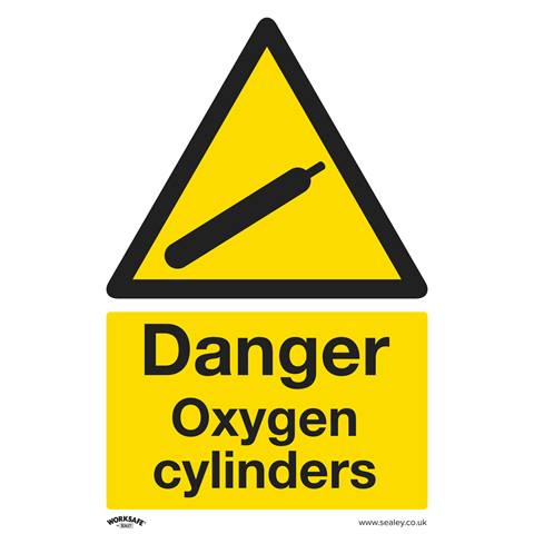 Worksafe® Danger Oxygen Cylinders Safety Sign - Rigid Plastic