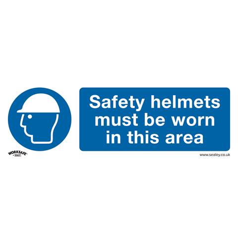 Worksafe® Safety Helmets Must Be Worn In This Area Safety Sign - Self-Adhesive Vinyl