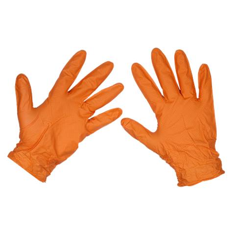 Diamond Grip Extra-Thick Nitrile Powder-Free Gloves, Orange, X-Large - Pack of 50