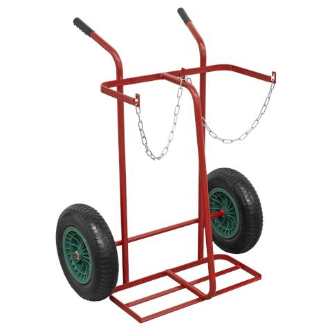 Double Gas Cylinder Trolley with Pneumatic Tyres