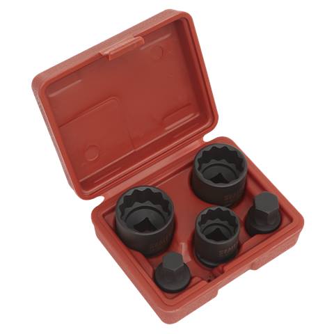 Impact Hub Socket & Socket Bit Set 1/2"Sq Drive 12-Point 5pc