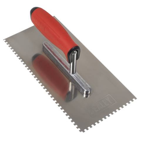 Stainless Steel 4mm Notched Trowel with Rubber Handle 270mm