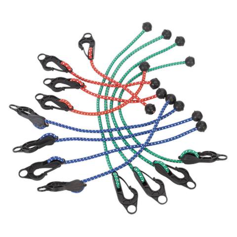 Assorted Tarpaulin Bungee Cord Set 12pc