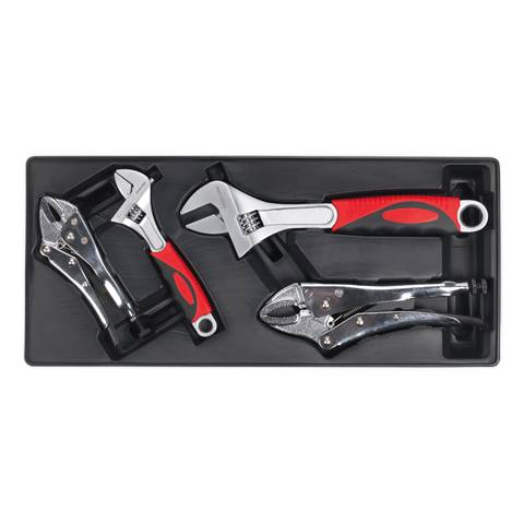 Premier Locking Pliers & Adjustable Wrench Set with Tool Tray 4pc