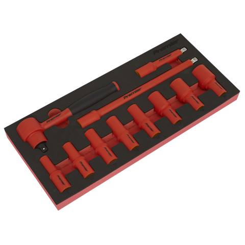 Premier Insulated Socket Set with Tool Tray 3/8"Sq Drive 11pc - VDE Approved