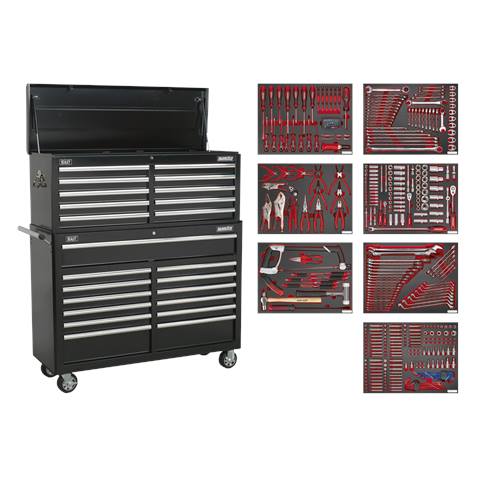 Superline PRO® Tool Chest Combination 23 Drawer with 446pc Tool Kit - Black
