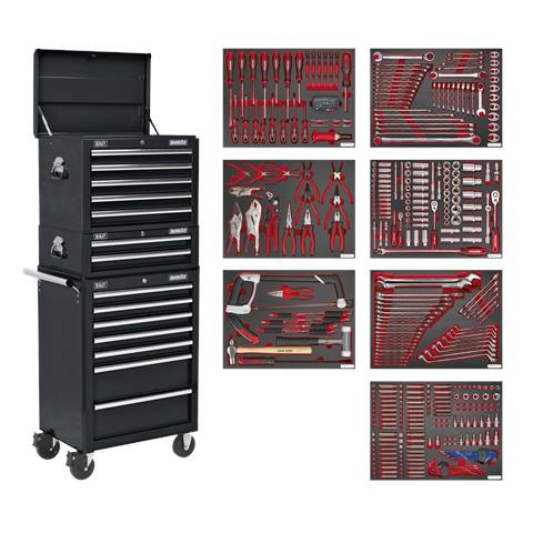 Superline PRO® Tool Chest Combination 14 Drawer with 446pc Tool Kit - Black