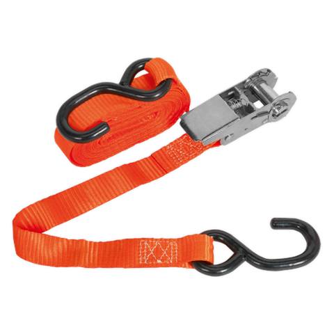 Ratchet Strap Polyester Webbing with S-Hook 25mm x 4.5m 800kg Breaking Strength