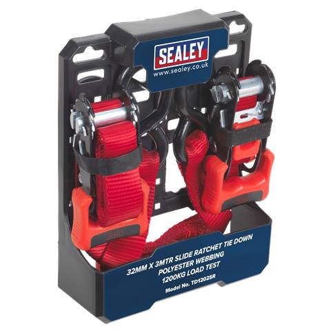 Slide Ratchet Strap Polyester Webbing with S-Hooks 32mm x 3m 1200kg Breaking Strength