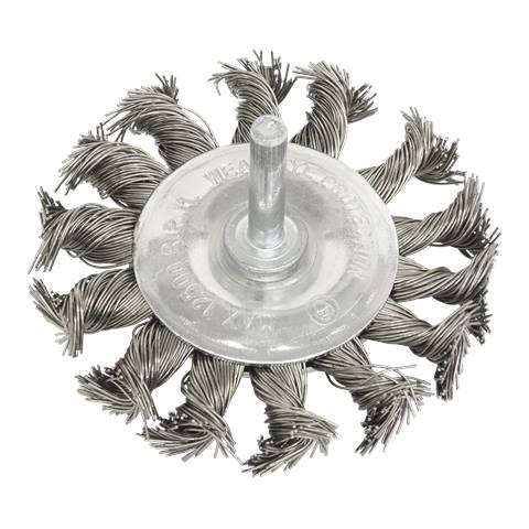 75mm Twist Knot Flat Wire Wheel with 6mm Shaft