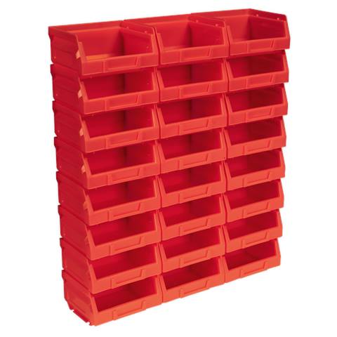 Plastic Storage Bin 105 x 85 x 55mm, Red - Pack of 24
