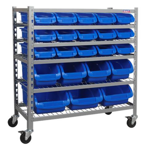 Mobile Bin Storage System with 22 Bins