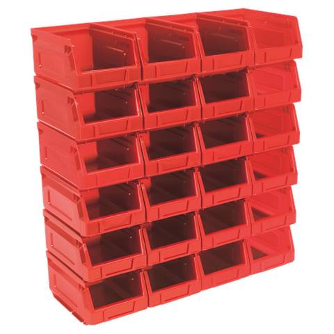 Plastic Storage Bin 105 x 165 x 85mm, Red - Pack of 24