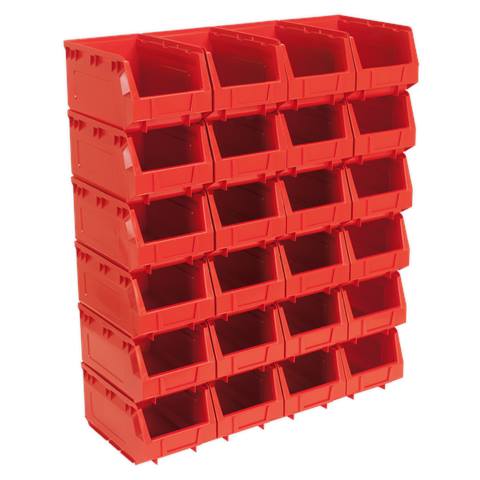 Plastic Storage Bin 150 x 240 x 130mm, Red - Pack of 24