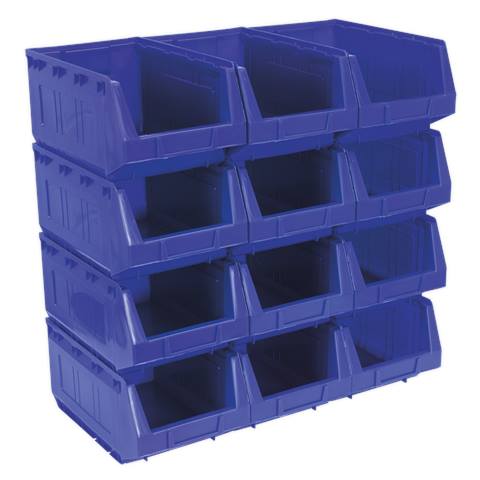 Plastic Storage Bin 210 x 355 x 165mm, Blue - Pack of 12