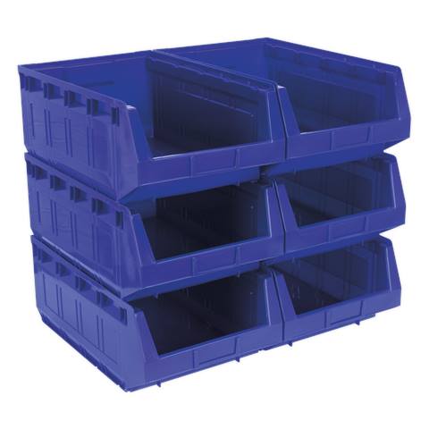 Plastic Storage Bin 310 x 500 x 190mm, Blue - Pack of 6