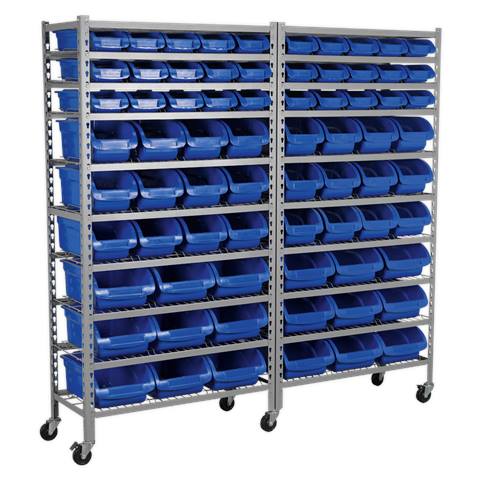 Mobile Bin Storage System with 72 Bins