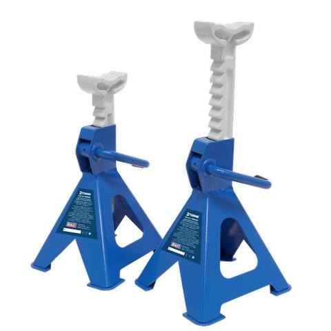 Ratchet Type Axle Stands (Pair) 2 Tonne Capacity per Stand - Blue