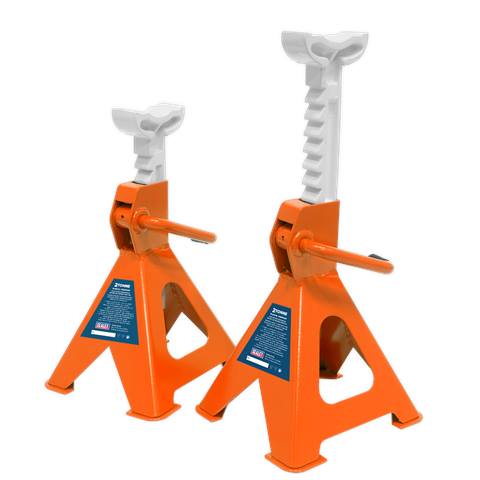 Ratchet Type Axle Stands (Pair) 2 Tonne Capacity per Stand - Orange