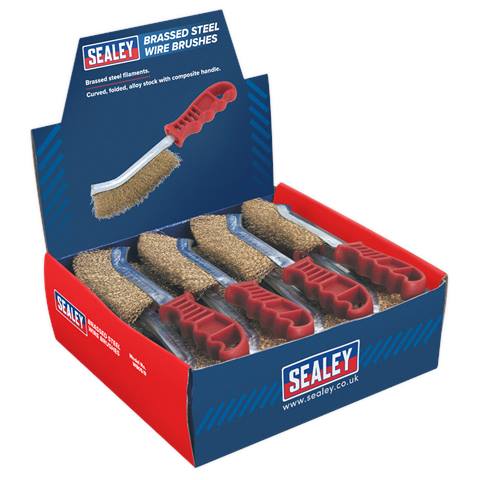 Brassed Steel Wire Brush with Plastic Handle - Display Box of 24