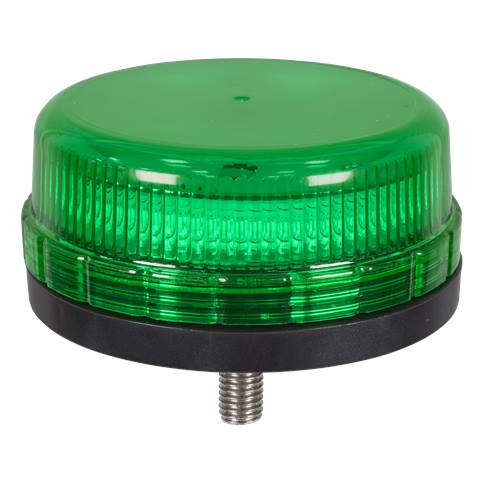 SMD LED Rotating Flashing Warning Beacon with 12mm Bolt Fixing - Green 12/24V