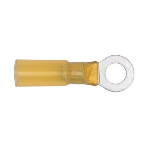 Heat Shrink Ring Terminal 6.4mm, Yellow - Pack of 25
