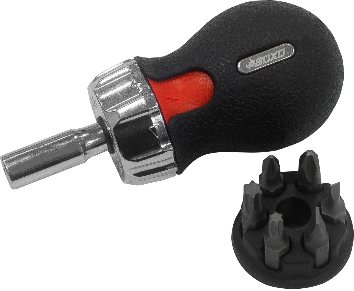 Stubby Ratcheting Screwdriver w/ bits storage – BR04