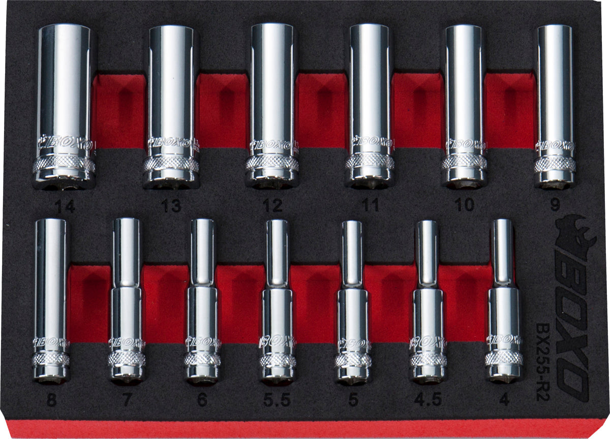 12 PT 1/4" Deep Socket Set In EVA Foam – BX255-R2