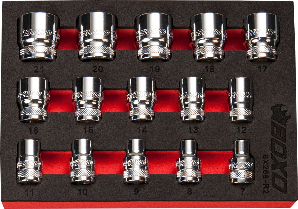 6 PT 3/8" Shallow Socket Set In EVA Foam – BX268-R2