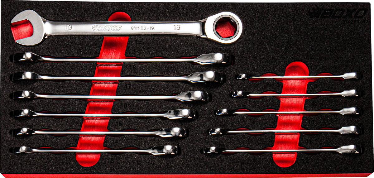 12 Pc Bolt Extractor Non-Reversible Ratcheting Spanner Set – BX289-R2