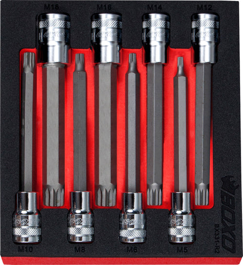 1/2" Spline Long Bit Socket Set In EVA Foam – BX331-R2