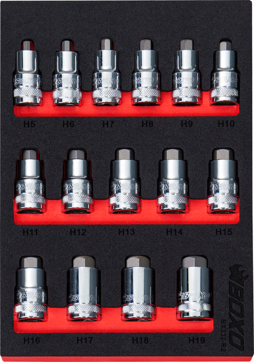 1/2" Hex Super Stubby Bit Socket Set In EVA Foam – BX332-R2