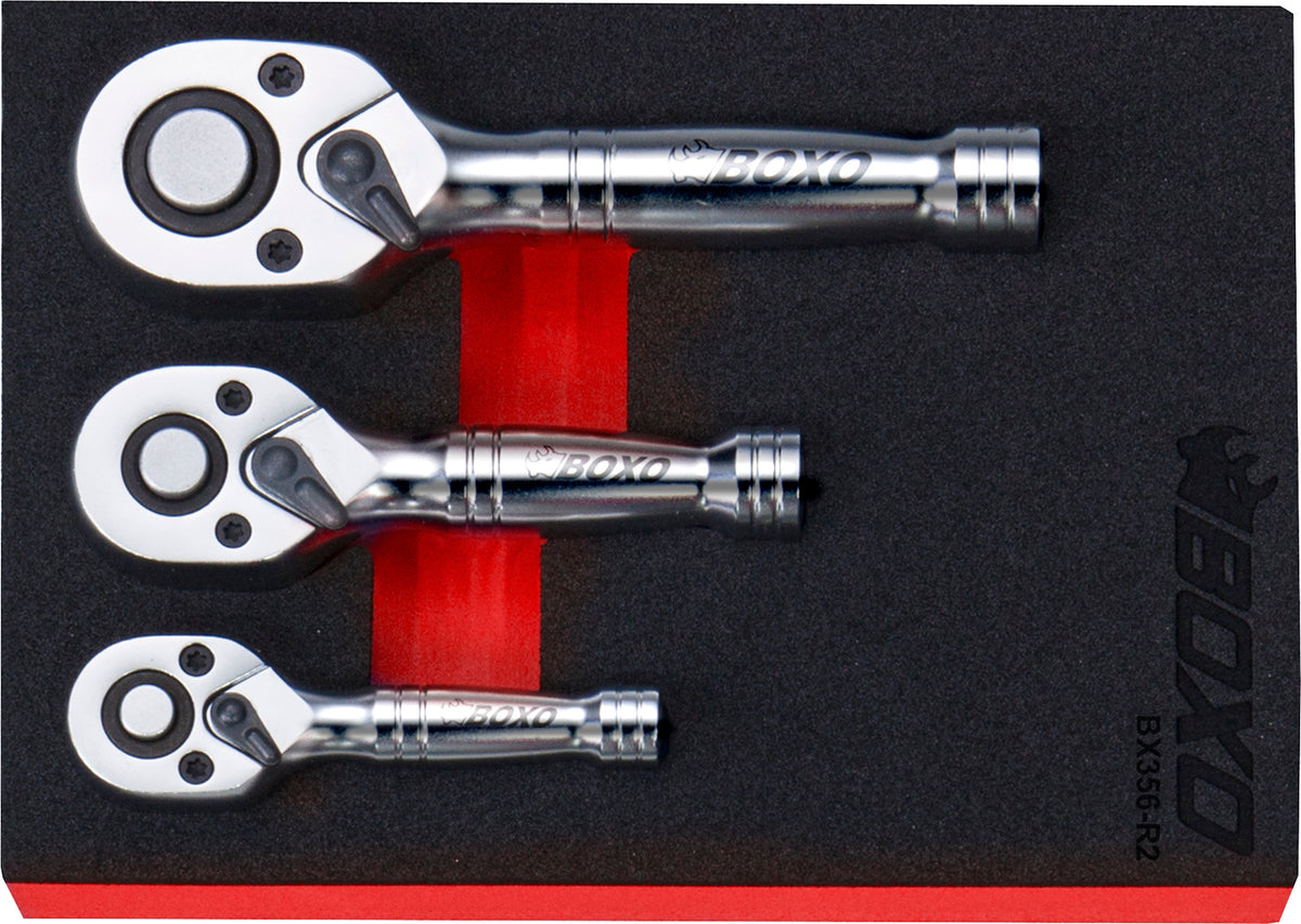 3 Pc Stubby Ratchet Set In EVA Foam – BX356-R2