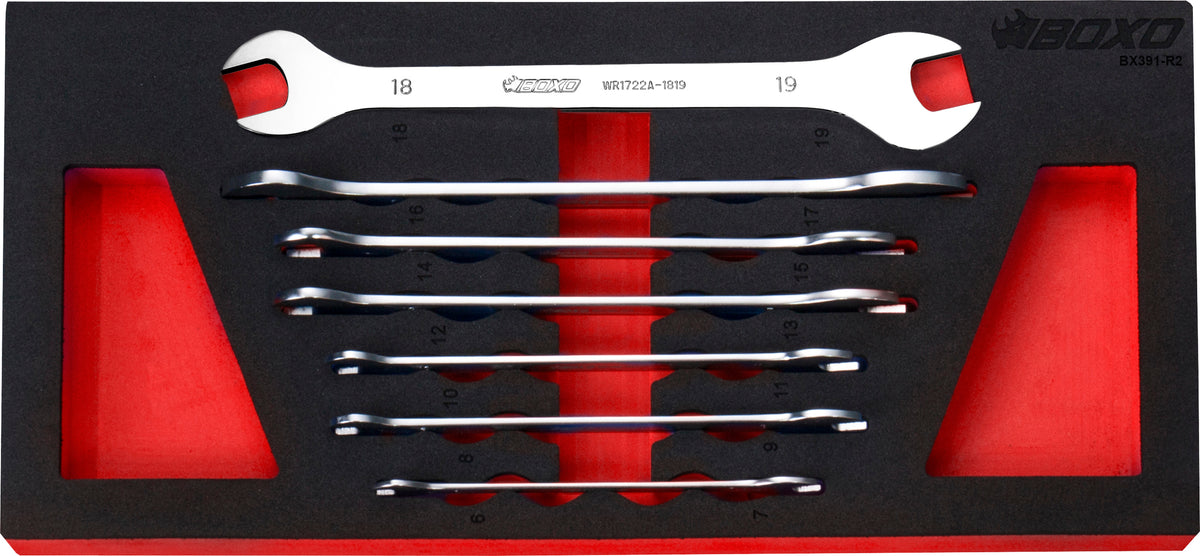 7 Pc Ultra Thin Double Open End Spanner Set In EVA Foam – BX391-R2