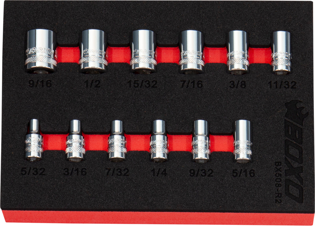 1/4" 12Pc Shallow 12pt Imperial Socket Set – BX508-R2